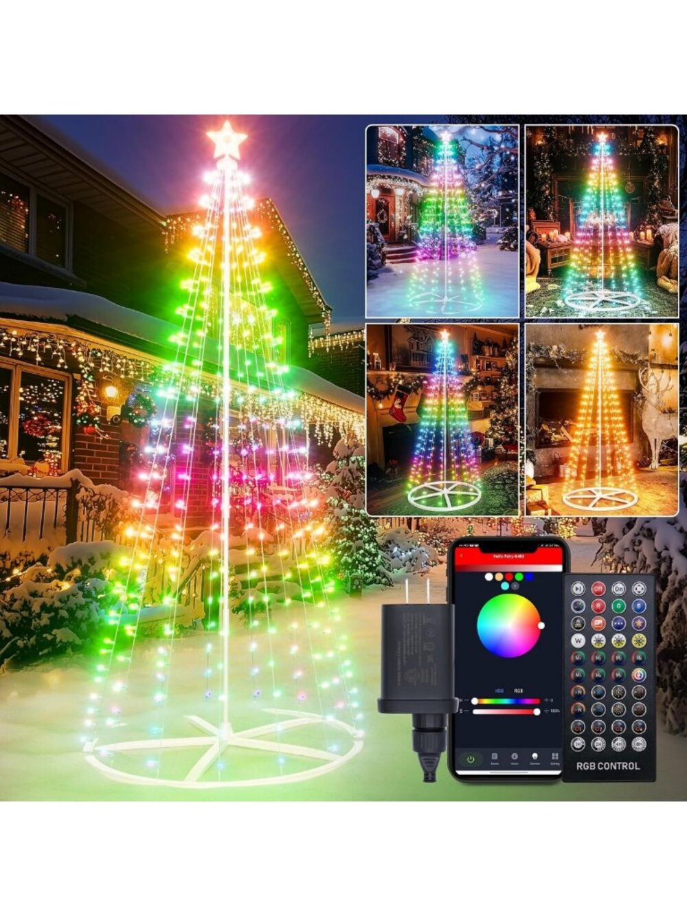 9Ft Lighted Christmas Tree, 265 RGB LEDs
